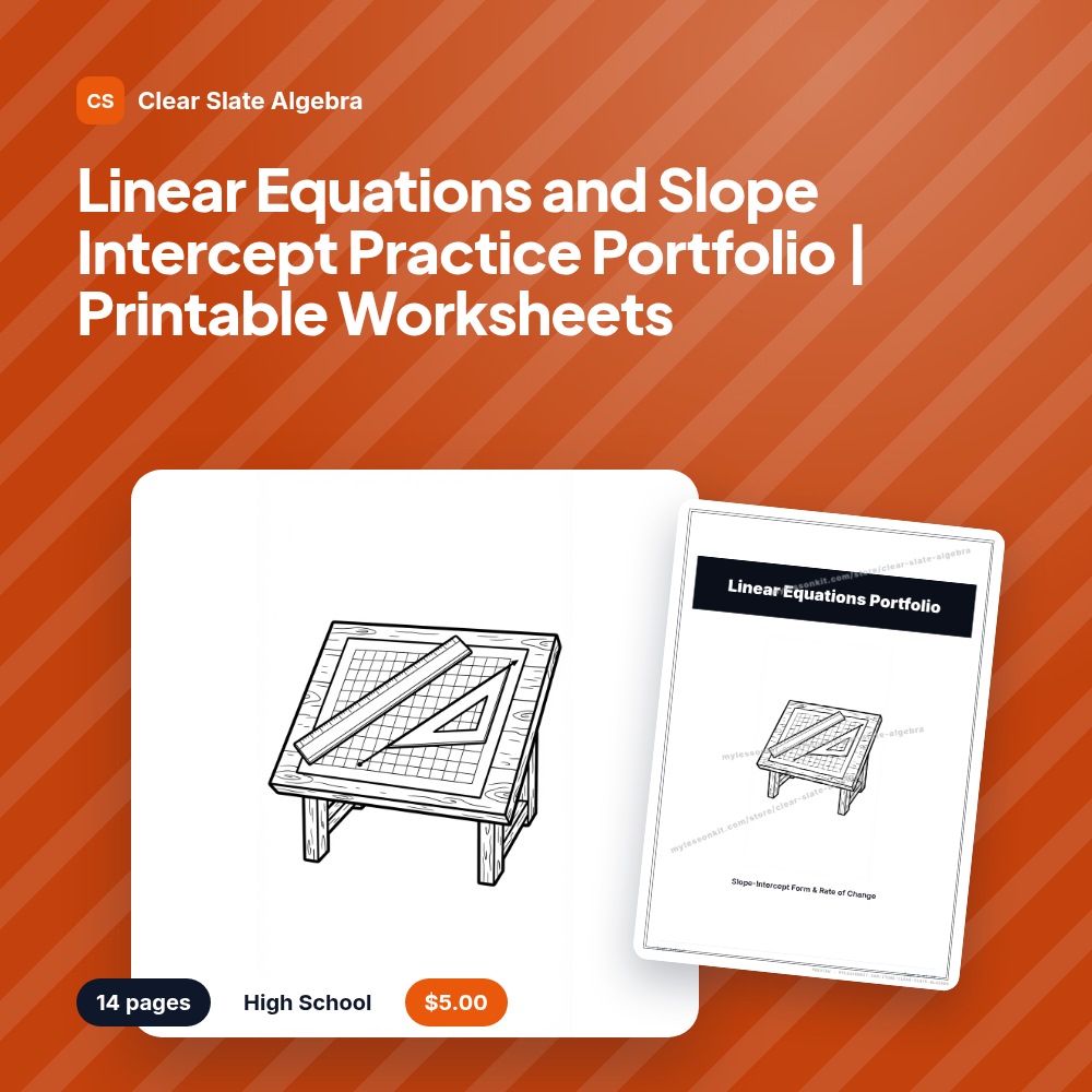 Linear Equations and Slope Intercept Practice Portfolio | Printable Worksheets