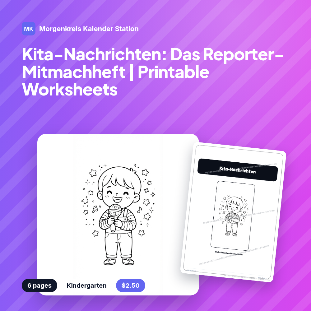 Kita-Nachrichten: Das Reporter-Mitmachheft | Printable Worksheets