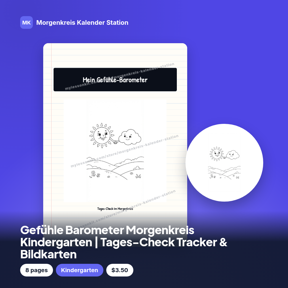Gefühle Barometer Morgenkreis Kindergarten | Tages-Check Tracker & Bildkarten