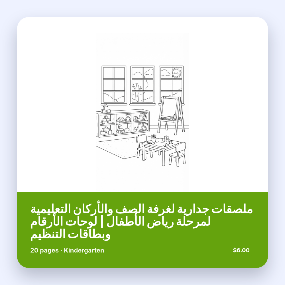 ملصقات جدارية لغرفة الصف والأركان التعليمية لمرحلة رياض الأطفال | لوحات الأرقام وبطاقات التنظيم
